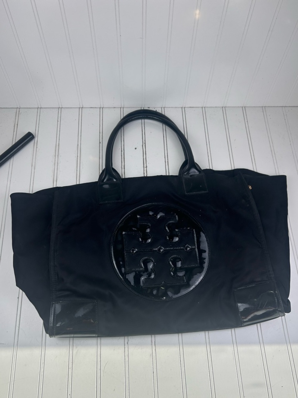 Tory Burch Black Nylon Ella Tote Shoulder Bag $240 - Picture 2 of 16